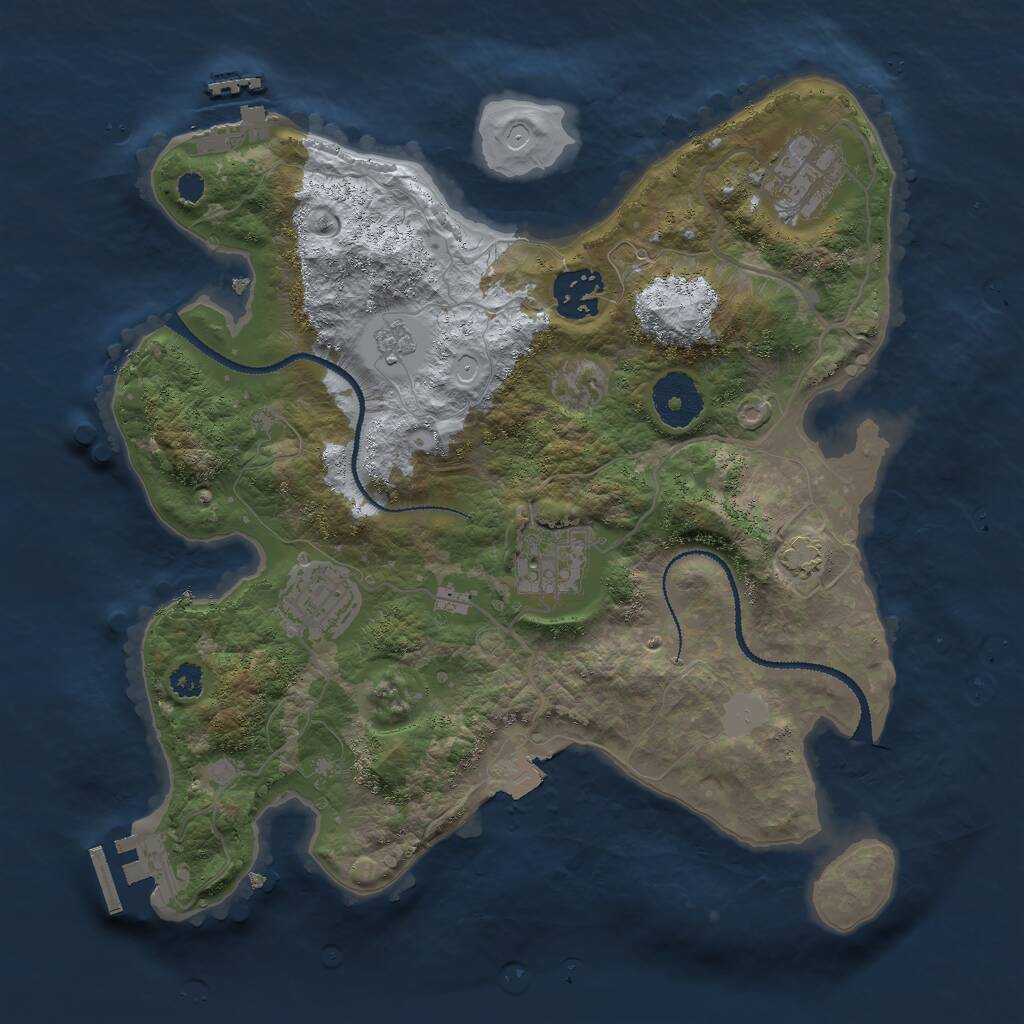 Rust Map: Procedural Map, Size: 3000, Seed: 1214922116, 9 Monuments