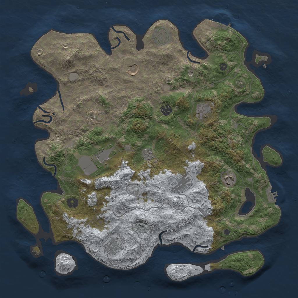 Rust Map: Procedural Map, Size: 4000, Seed: 1337250170, 19 Monuments