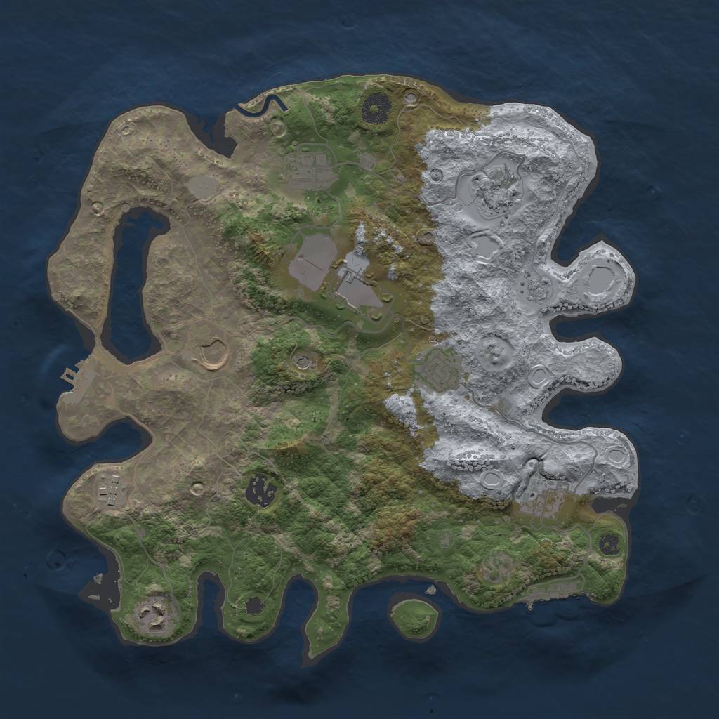 Rust Map: Procedural Map, Size: 3500, Seed: 172862551, 16 Monuments