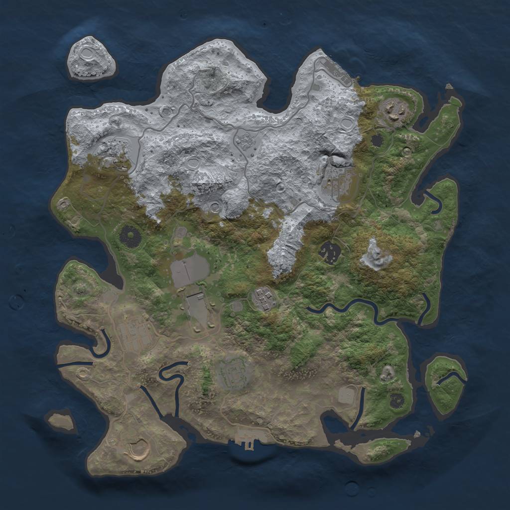 Rust Map: Procedural Map, Size: 3500, Seed: 921434344, 18 Monuments