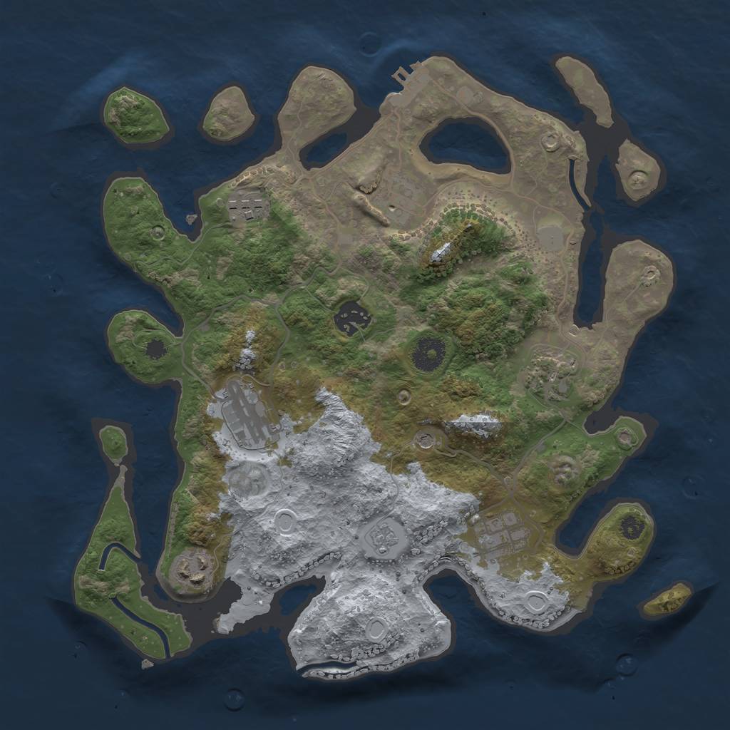 Rust Map: Procedural Map, Size: 3250, Seed: 144027937, 15 Monuments