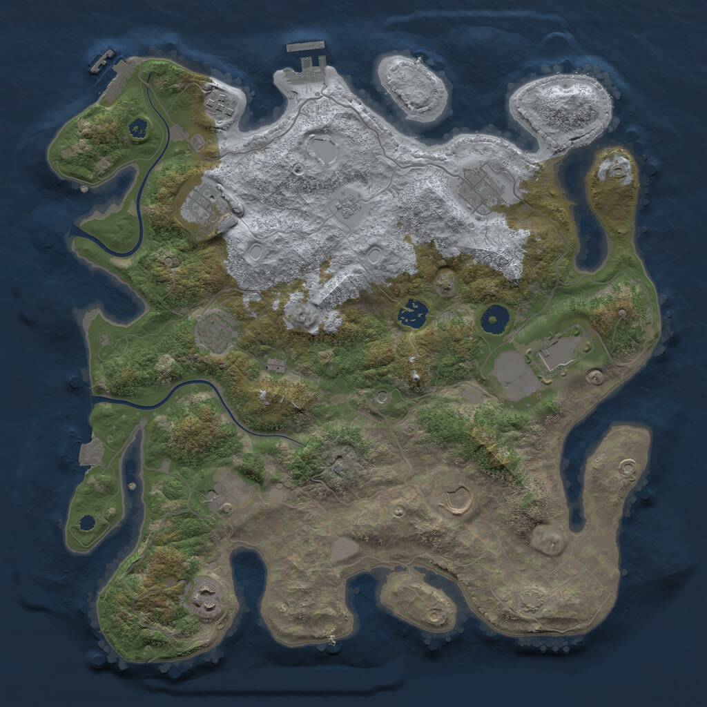 Rust Map: Procedural Map, Size: 3750, Seed: 975263, 15 Monuments