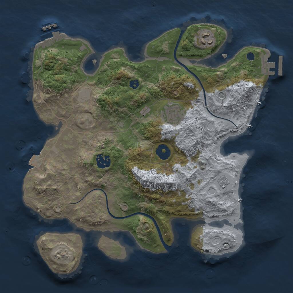 Rust Map: Procedural Map, Size: 3000, Seed: 1821187174, 8 Monuments