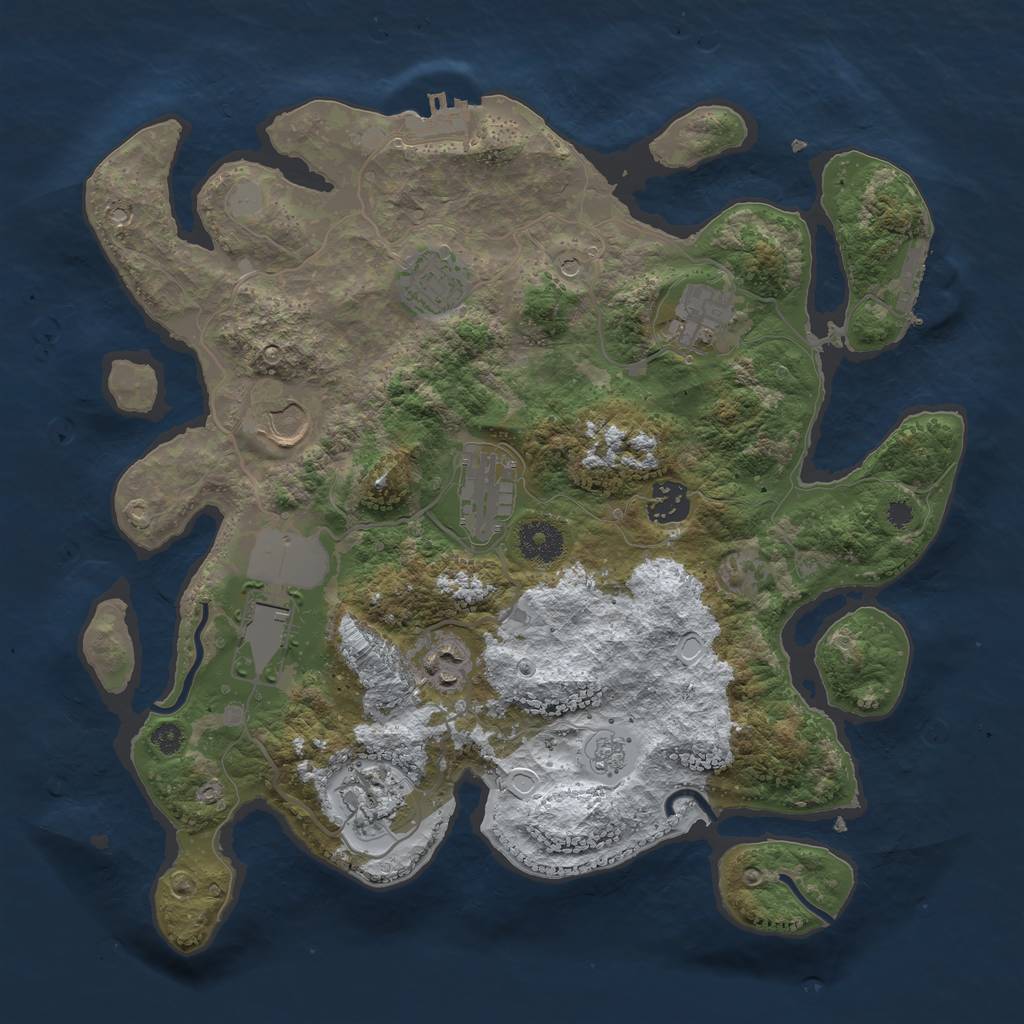 Rust Map: Procedural Map, Size: 3500, Seed: 1376408040, 17 Monuments