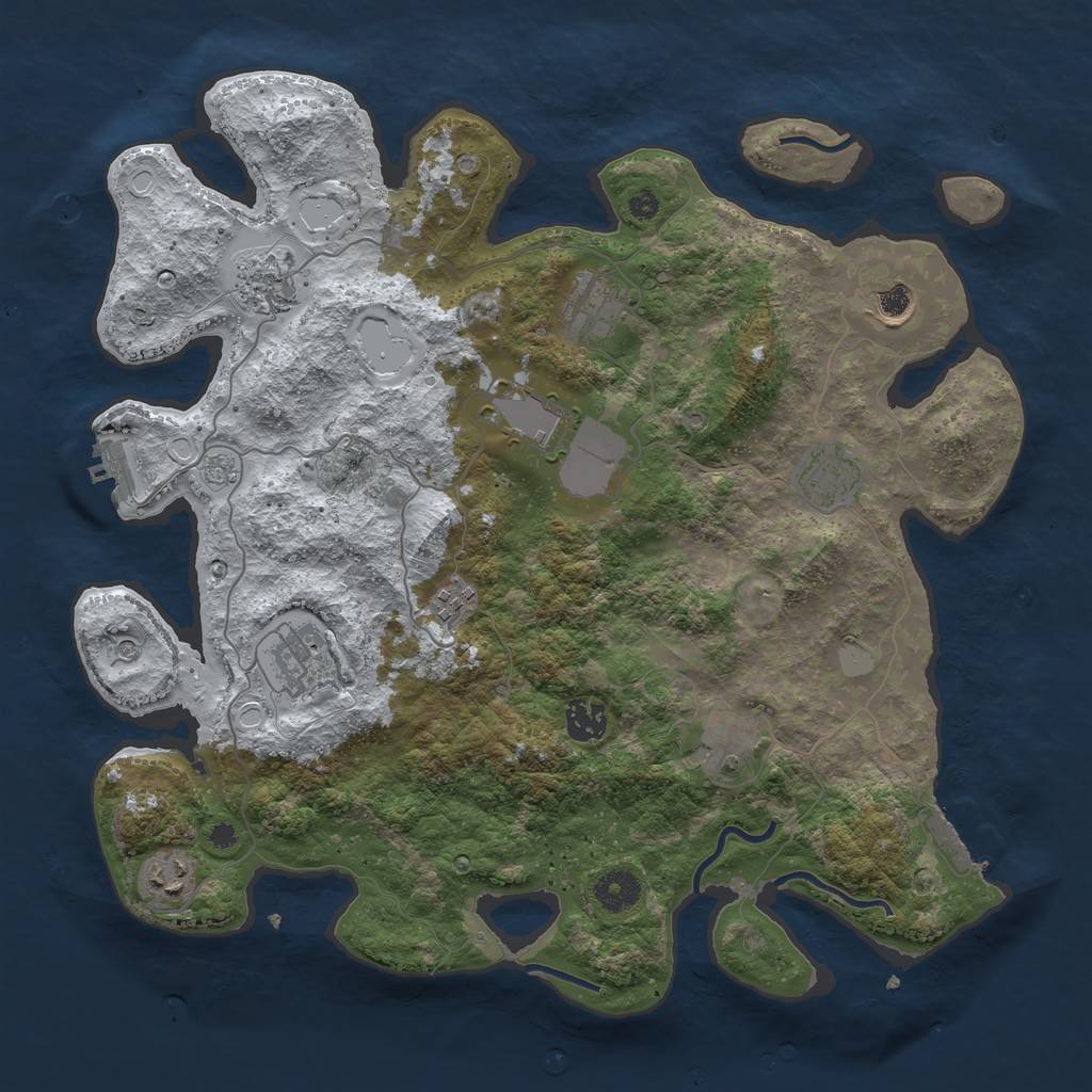 Rust Map: Procedural Map, Size: 3800, Seed: 1028002951, 19 Monuments