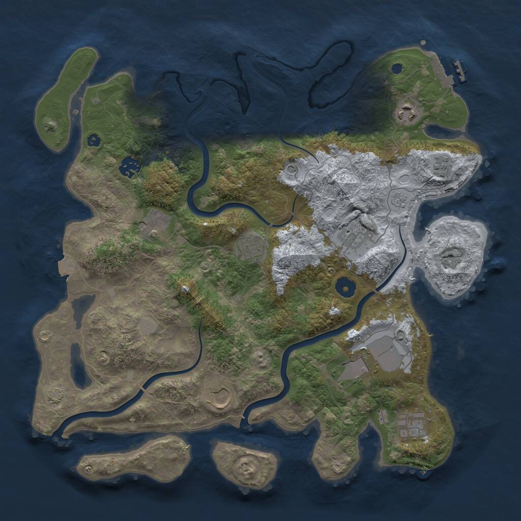 Rust Map: Procedural Map, Size: 3850, Seed: 1619242029, 14 Monuments