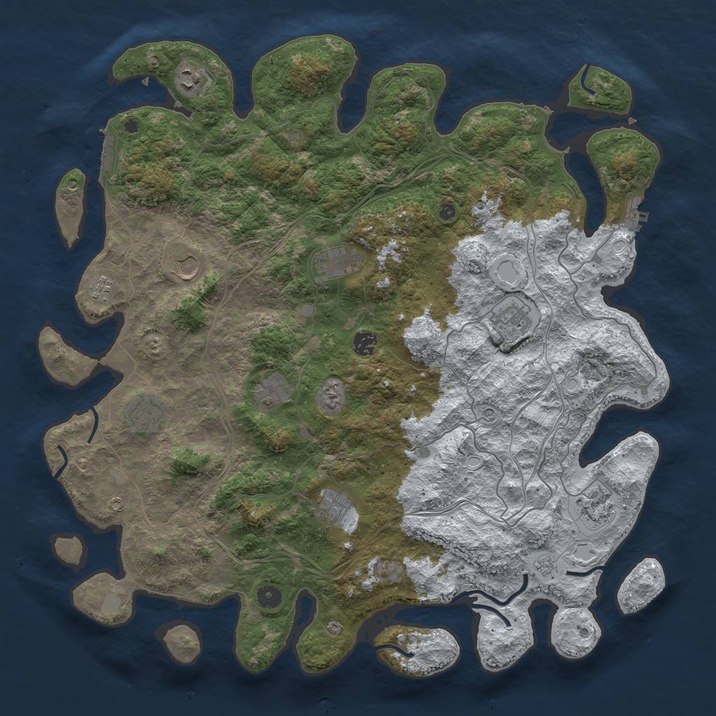 Rust Map: Procedural Map, Size: 4500, Seed: 58465109, 19 Monuments