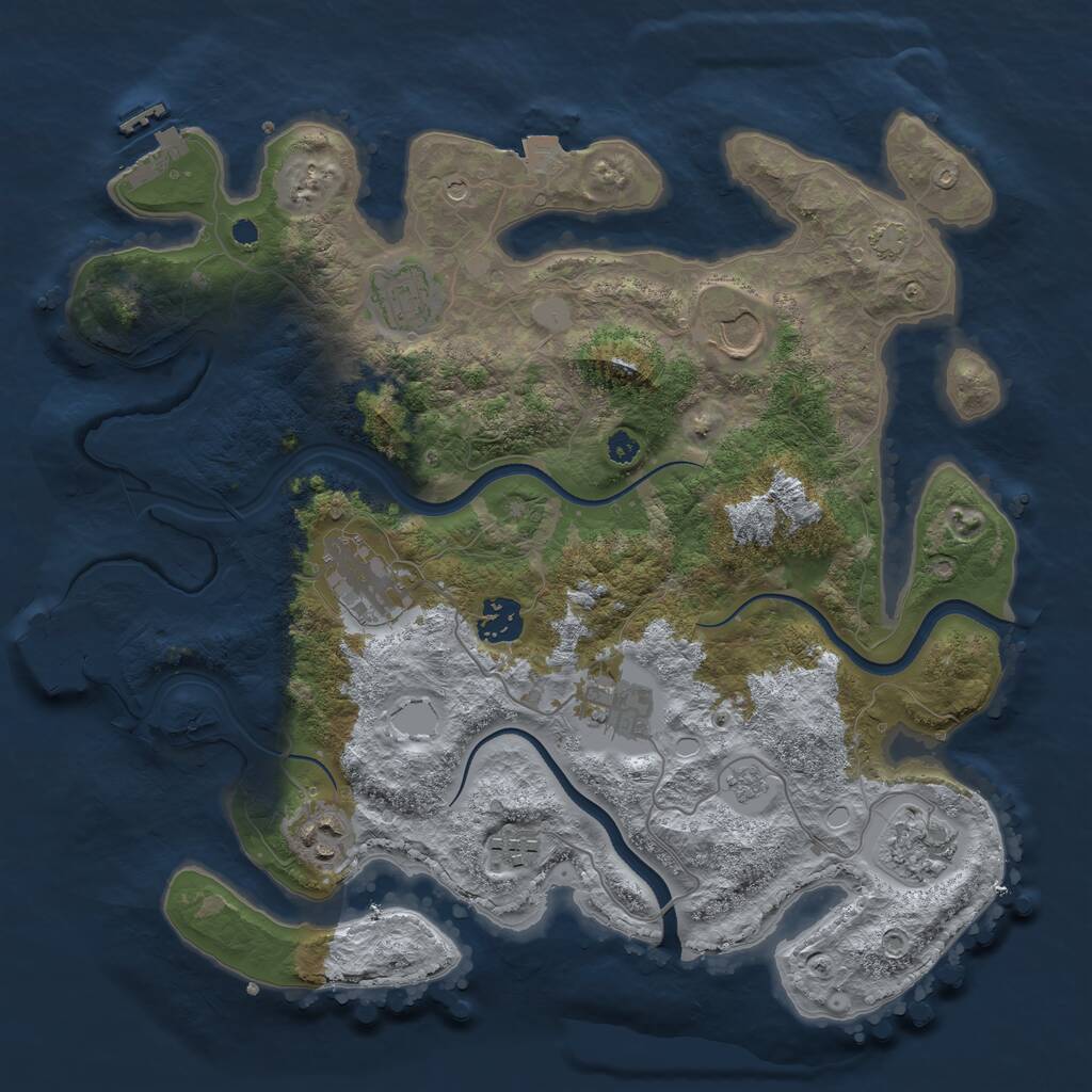 Rust Map: Procedural Map, Size: 3500, Seed: 1915455876, 14 Monuments