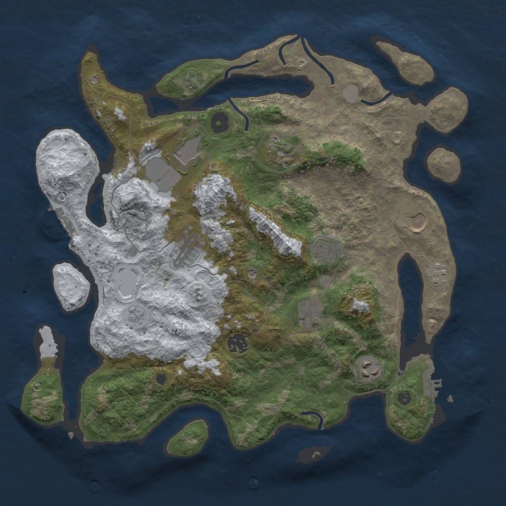 Rust Map: Procedural Map, Size: 3800, Seed: 1399688787, 18 Monuments