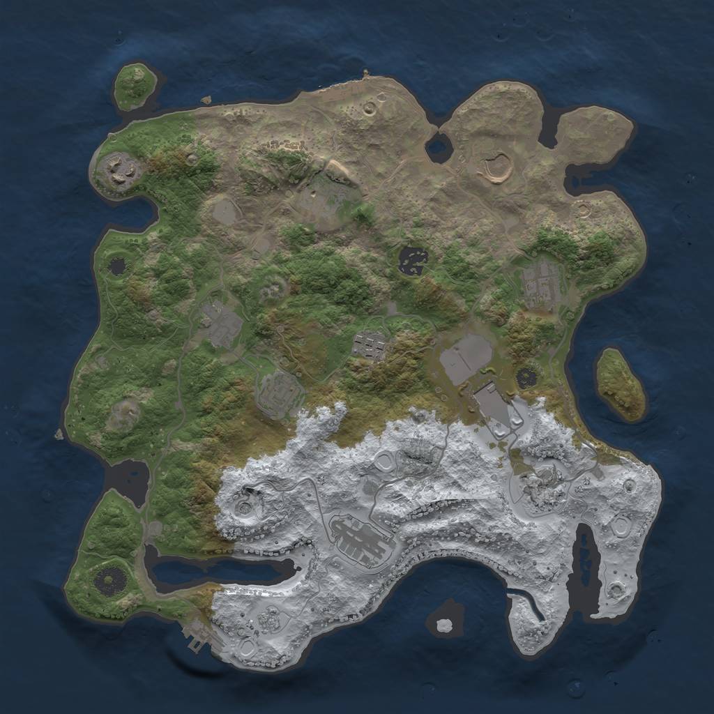 Rust Map: Procedural Map, Size: 3550, Seed: 779988385, 20 Monuments