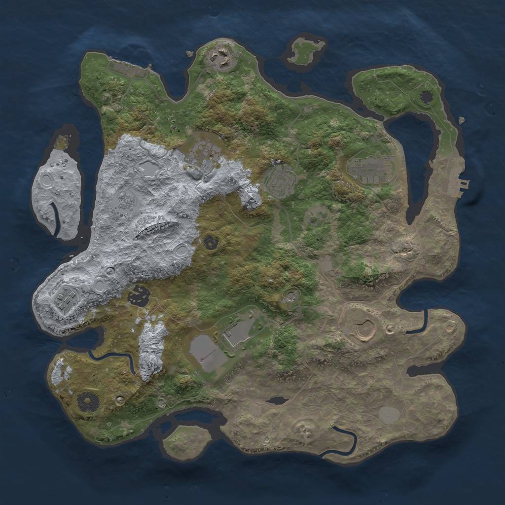 Rust Map: Procedural Map, Size: 3500, Seed: 1141277016, 15 Monuments