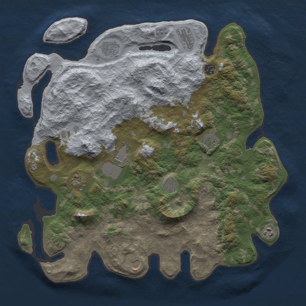 Rust Map: Barren, Size: 4250, Seed: 107423155, 13 Monuments