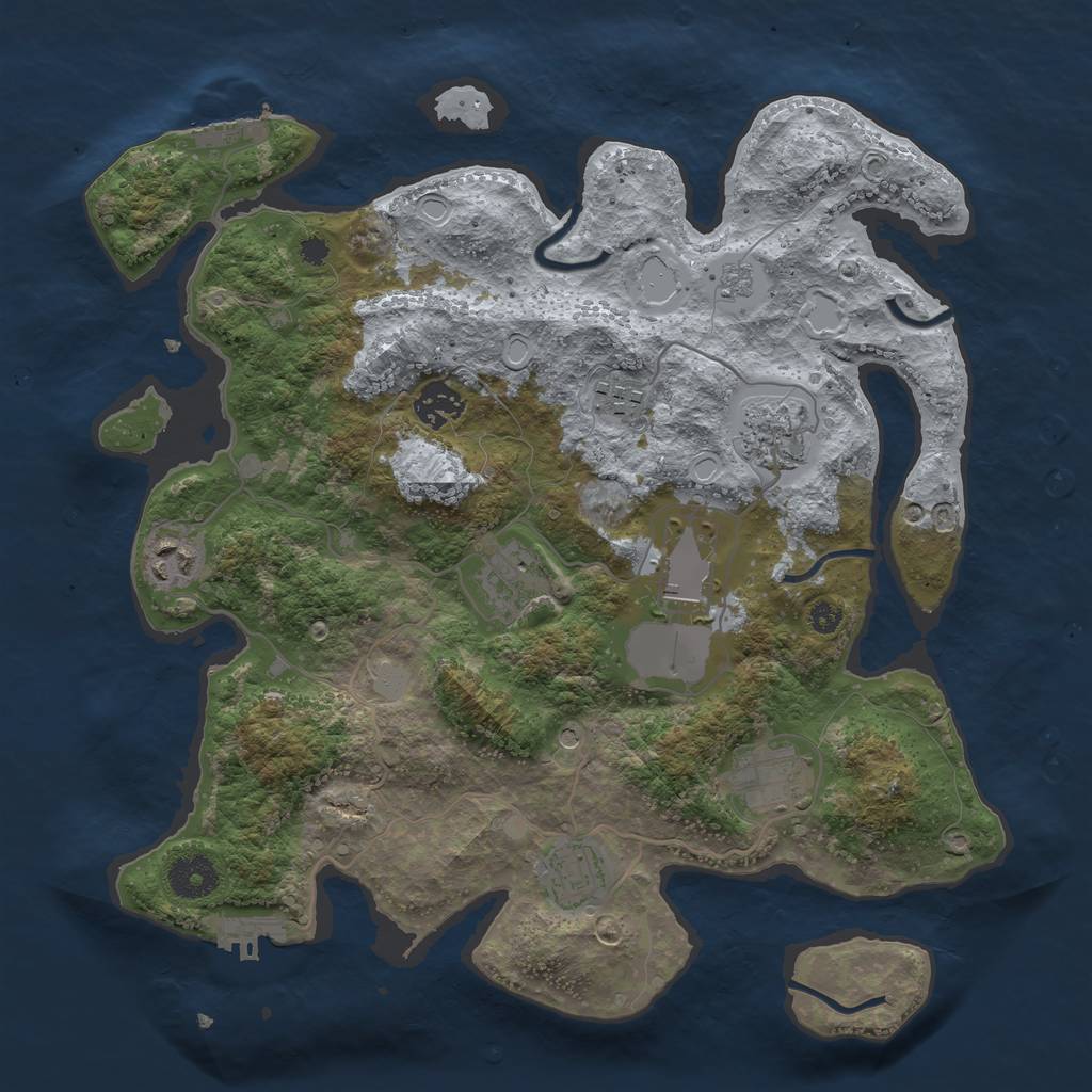 Rust Map: Procedural Map, Size: 3500, Seed: 1552426945, 15 Monuments