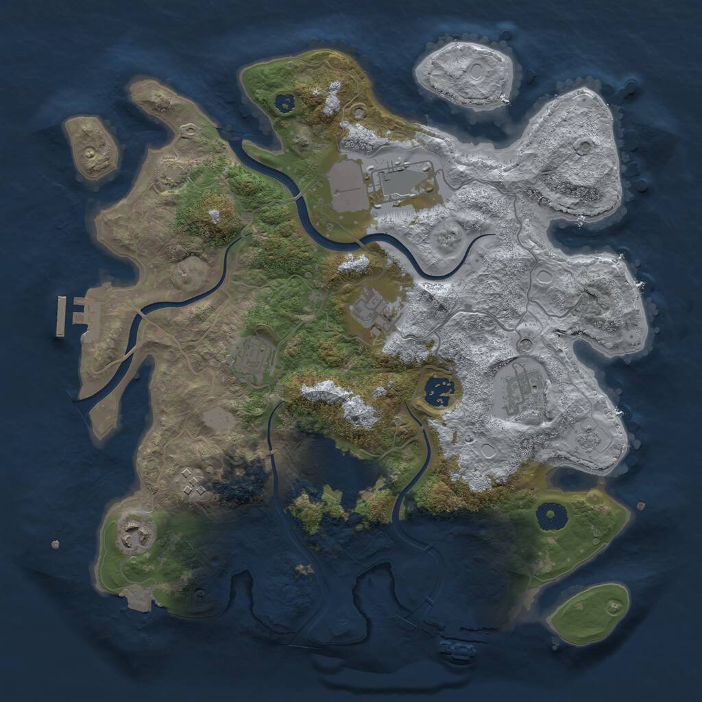 Rust Map: Procedural Map, Size: 3500, Seed: 1847347338, 14 Monuments