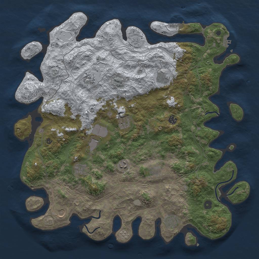 Rust Map: Procedural Map, Size: 4500, Seed: 676492072, 20 Monuments