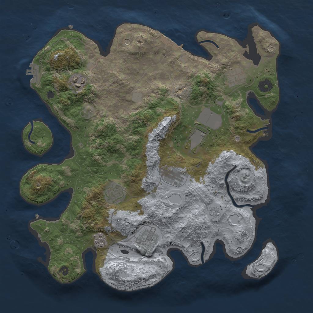 Rust Map: Procedural Map, Size: 3500, Seed: 1998111414, 16 Monuments