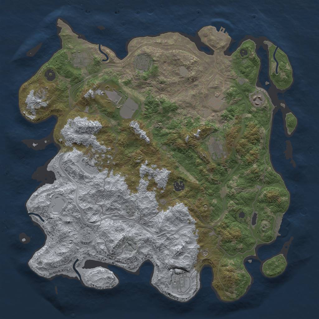 Rust Map: Procedural Map, Size: 4250, Seed: 1002030332, 19 Monuments