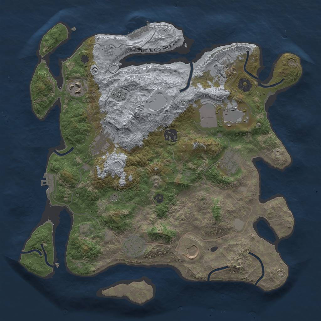Rust Map: Procedural Map, Size: 3500, Seed: 837312306, 18 Monuments