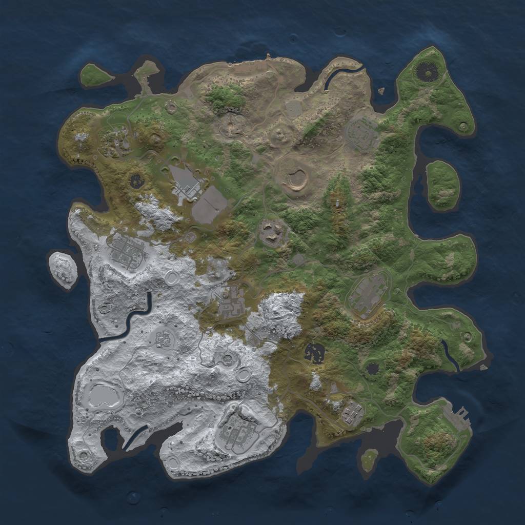 Rust Map: Procedural Map, Size: 3700, Seed: 133781643, 20 Monuments