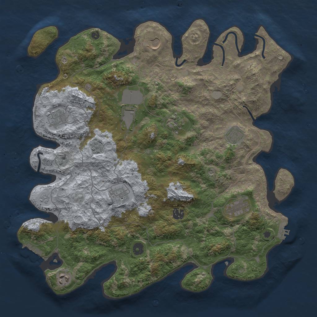 Rust Map: Procedural Map, Size: 4000, Seed: 284849673, 19 Monuments