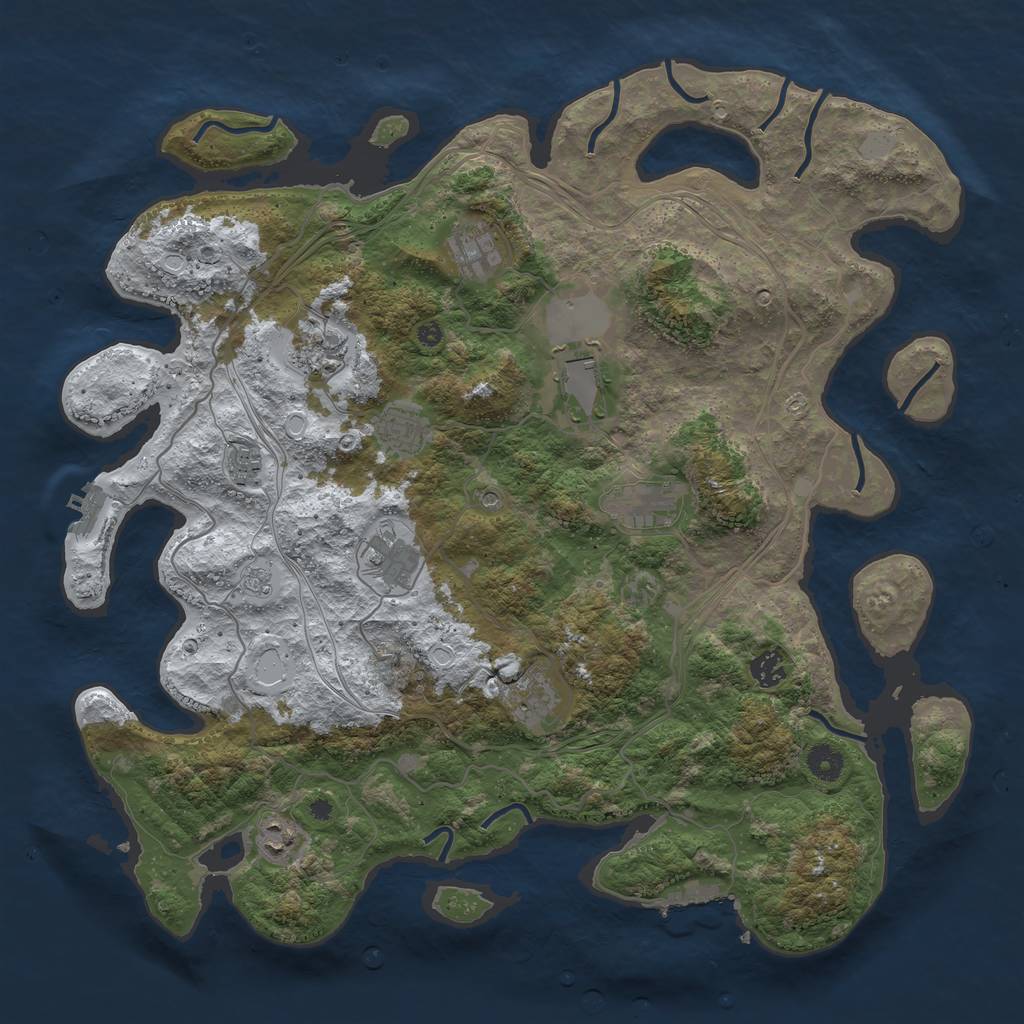 Rust Map: Procedural Map, Size: 4250, Seed: 557942301, 19 Monuments