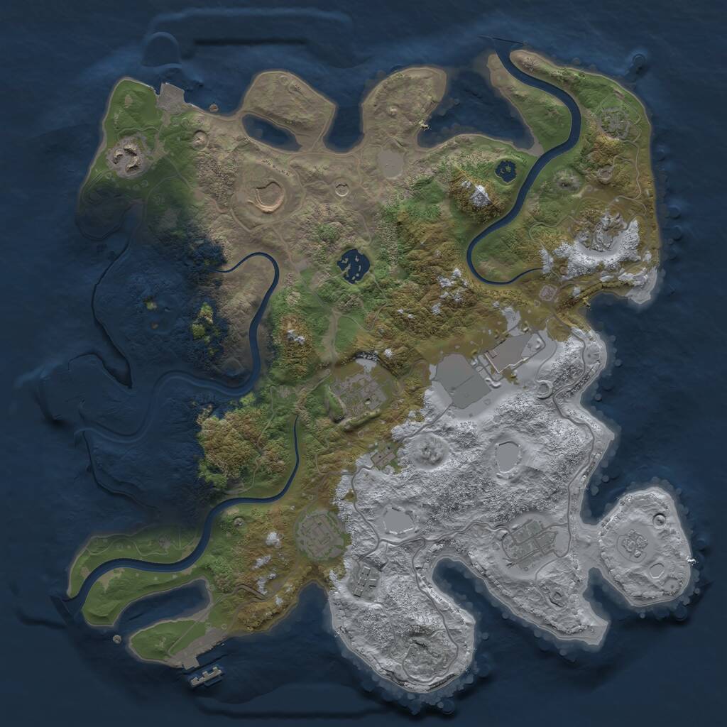 Rust Map: Procedural Map, Size: 3500, Seed: 680692168, 15 Monuments