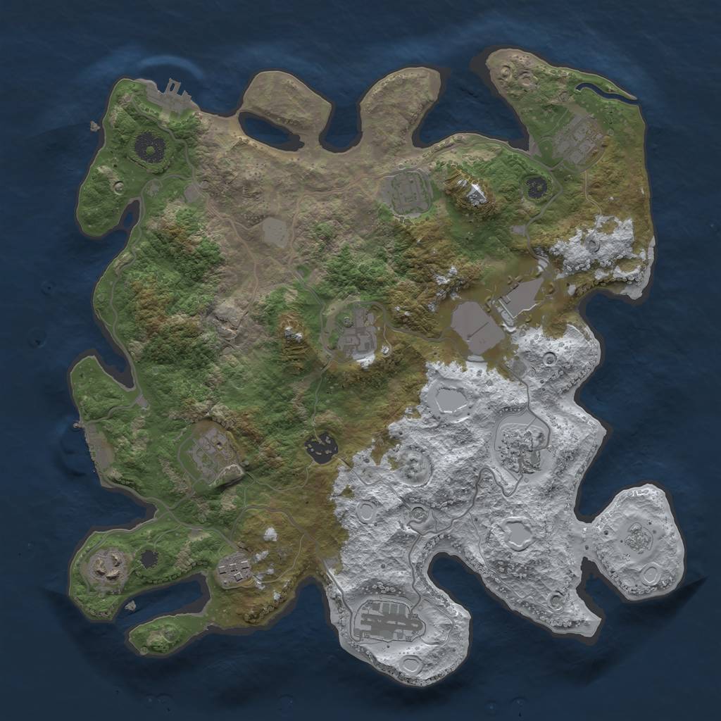 Rust Map: Procedural Map, Size: 3500, Seed: 680692168, 19 Monuments