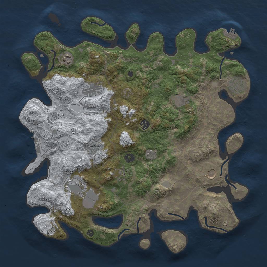Rust Map: Procedural Map, Size: 4000, Seed: 631266323, 18 Monuments