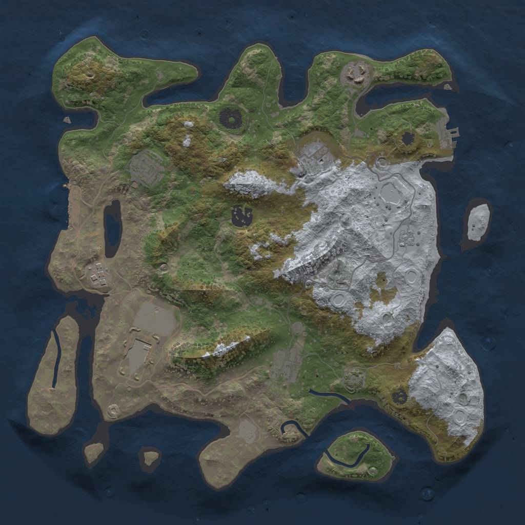 Rust Map: Procedural Map, Size: 3500, Seed: 1246164248, 15 Monuments