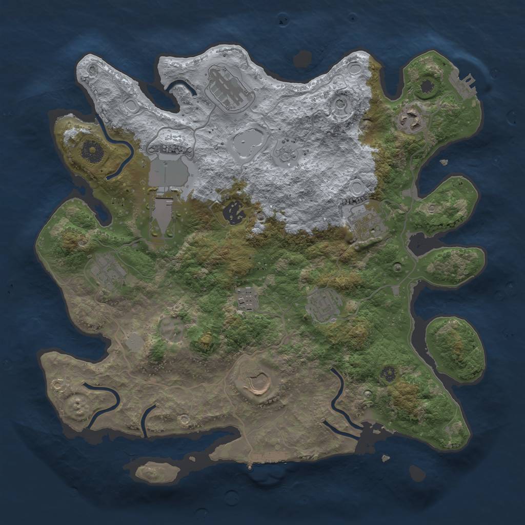 Rust Map: Procedural Map, Size: 3500, Seed: 1868078456, 18 Monuments