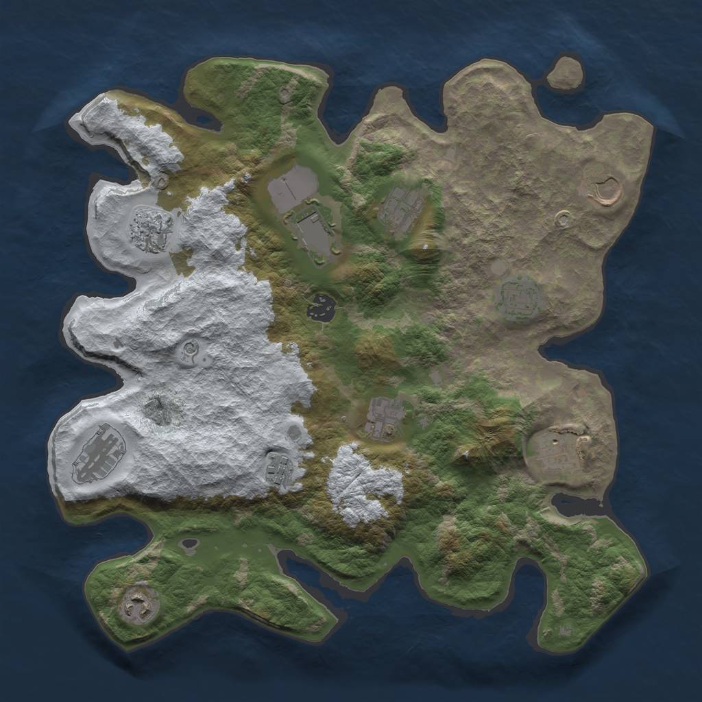 Rust Map: Barren, Size: 3700, Seed: 270888, 14 Monuments