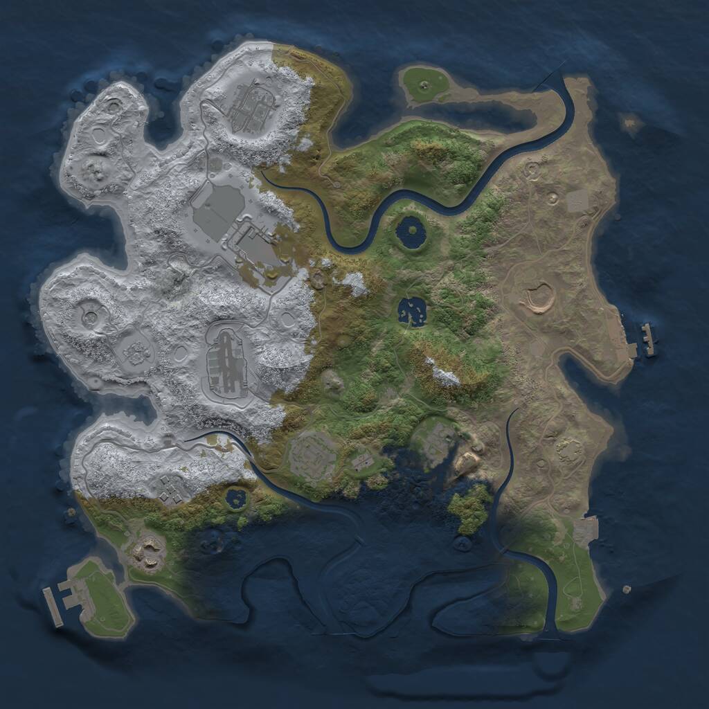 Rust Map: Procedural Map, Size: 3500, Seed: 676699496, 15 Monuments