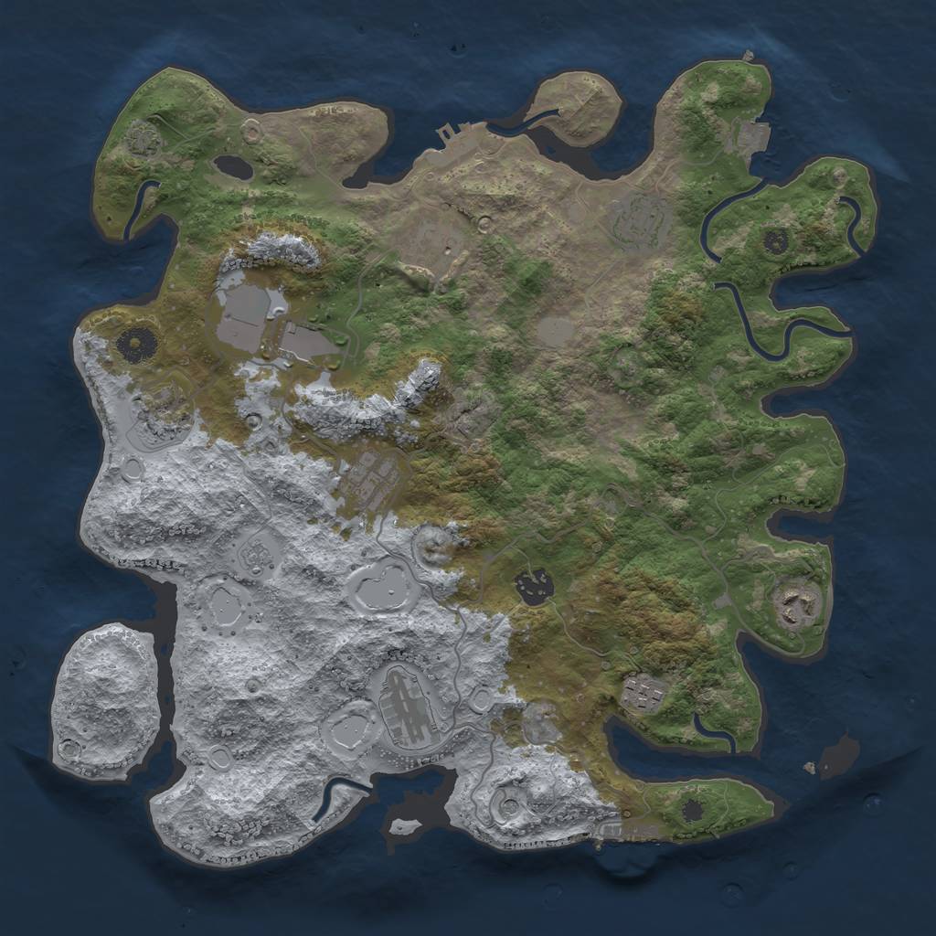 Rust Map: Procedural Map, Size: 3750, Seed: 321471755, 17 Monuments