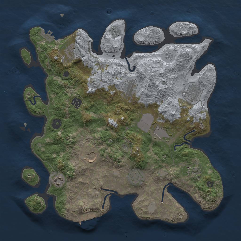 Rust Map: Procedural Map, Size: 3500, Seed: 70100, 19 Monuments