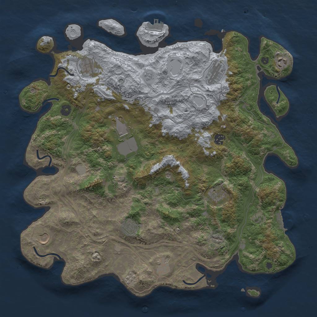 Rust Map: Procedural Map, Size: 4250, Seed: 1544092434, 18 Monuments