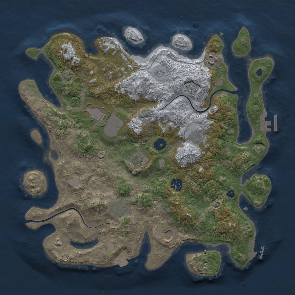 Rust Map: Procedural Map, Size: 3700, Seed: 1007174061, 14 Monuments
