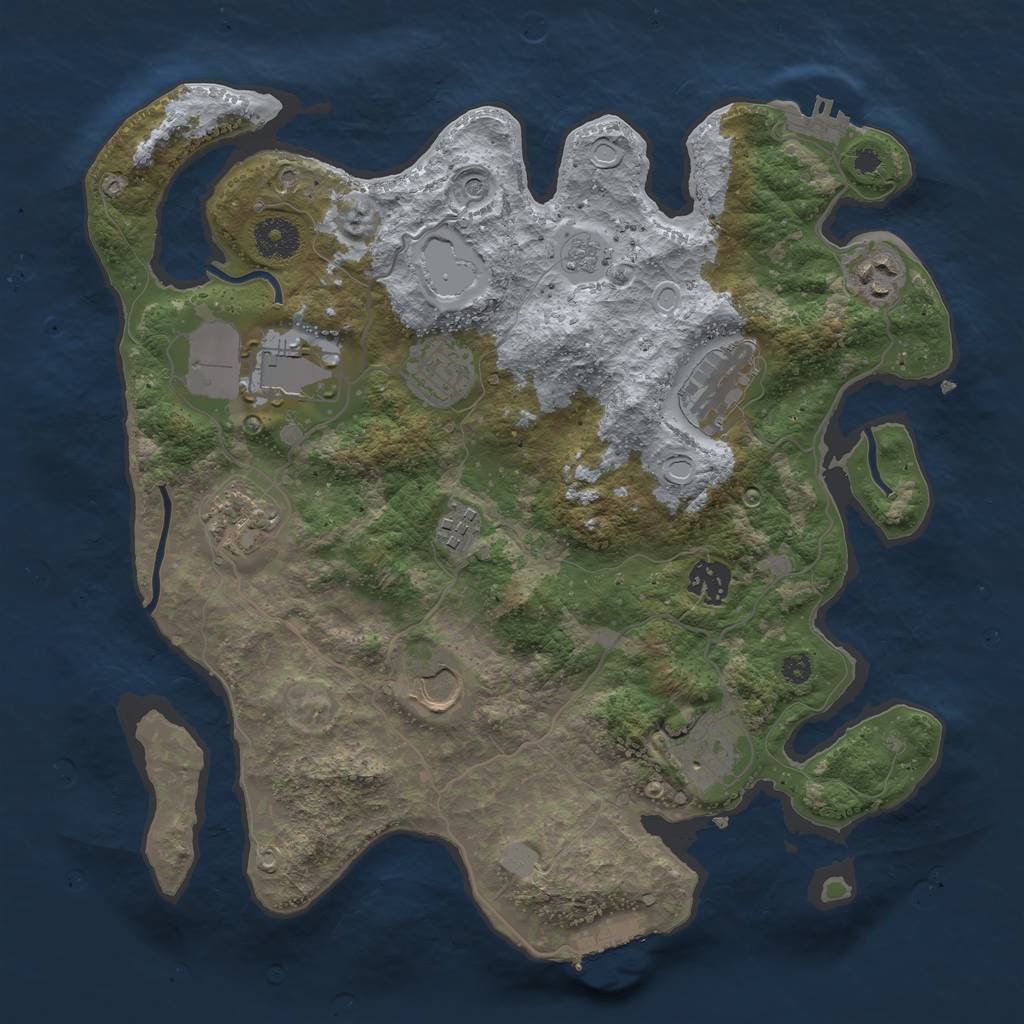 Rust Map: Procedural Map, Size: 3500, Seed: 975983147, 16 Monuments