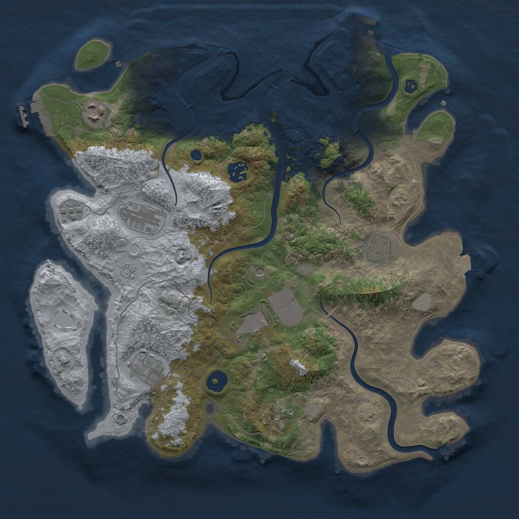 Rust Map: Procedural Map, Size: 3700, Seed: 12424554, 14 Monuments