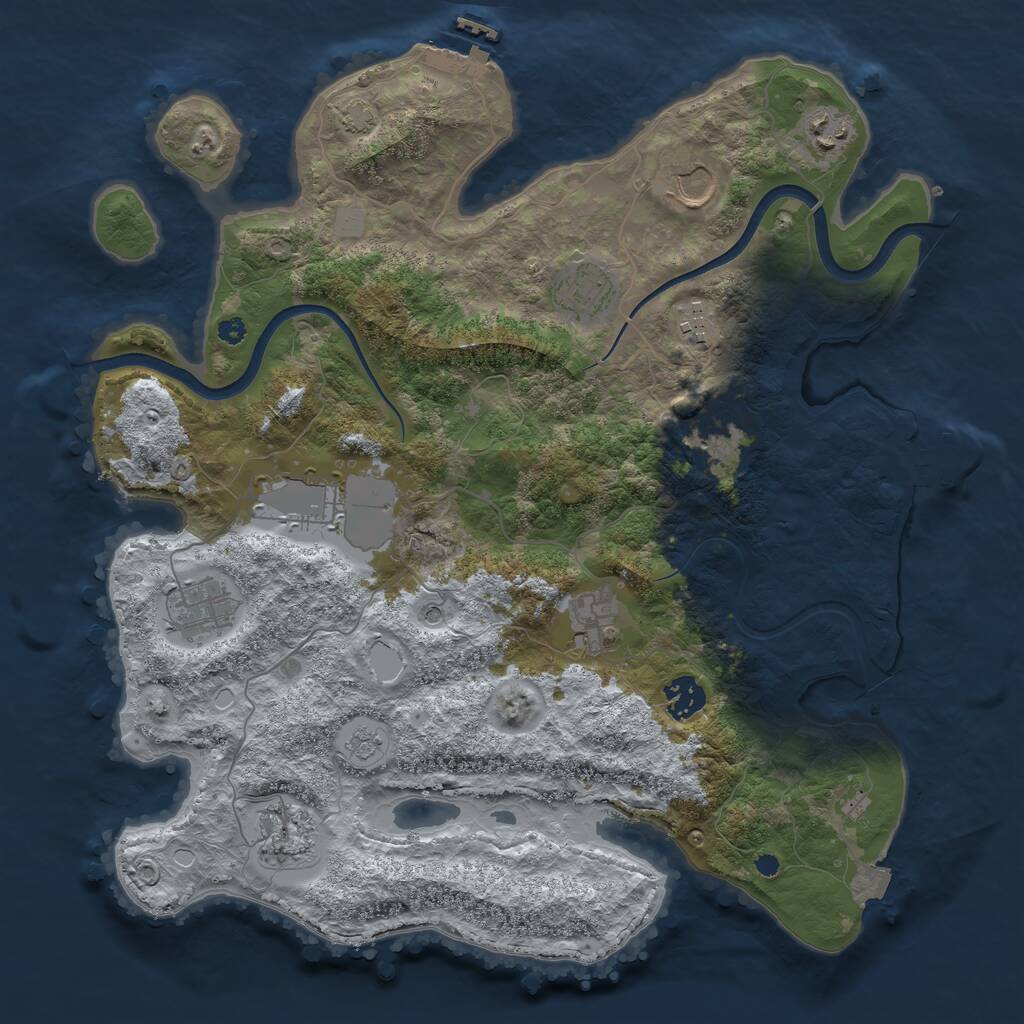 Rust Map: Procedural Map, Size: 3700, Seed: 768329299, 16 Monuments