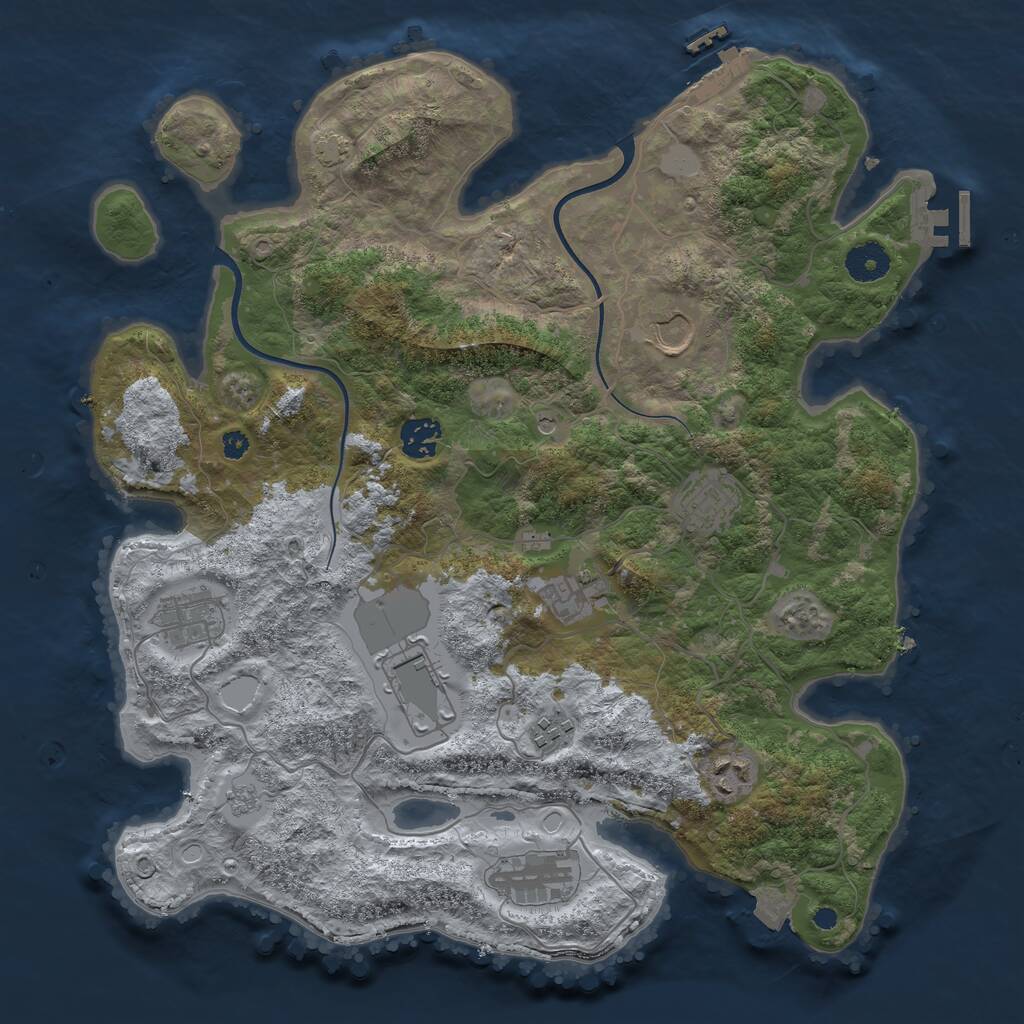 Rust Map: Procedural Map, Size: 3700, Seed: 768329299, 15 Monuments