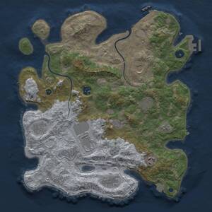 Thumbnail Rust Map: Procedural Map, Size: 3700, Seed: 768329299, 15 Monuments