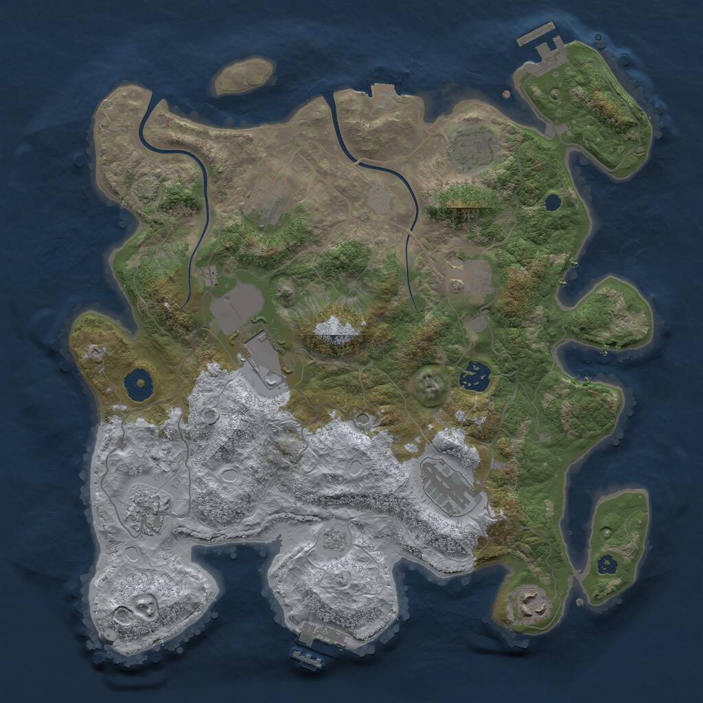 Rust Map: Procedural Map, Size: 3500, Seed: 1986350319, 14 Monuments