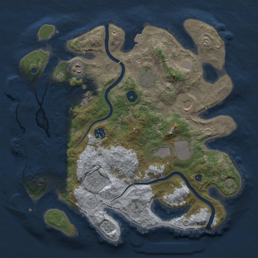 Rust Map: Procedural Map, Size: 3500, Seed: 823362278, 14 Monuments