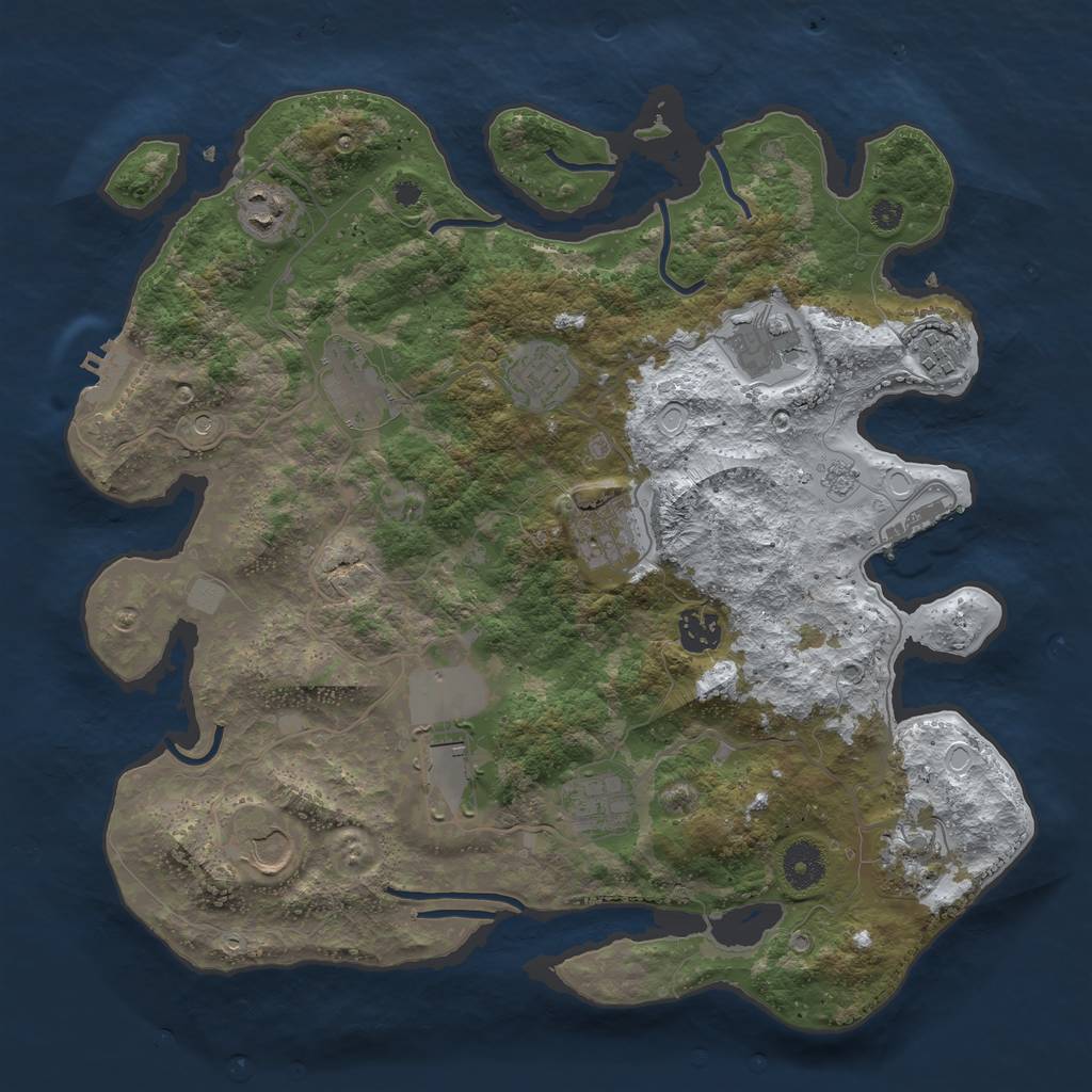 Rust Map: Procedural Map, Size: 3700, Seed: 669078414, 20 Monuments