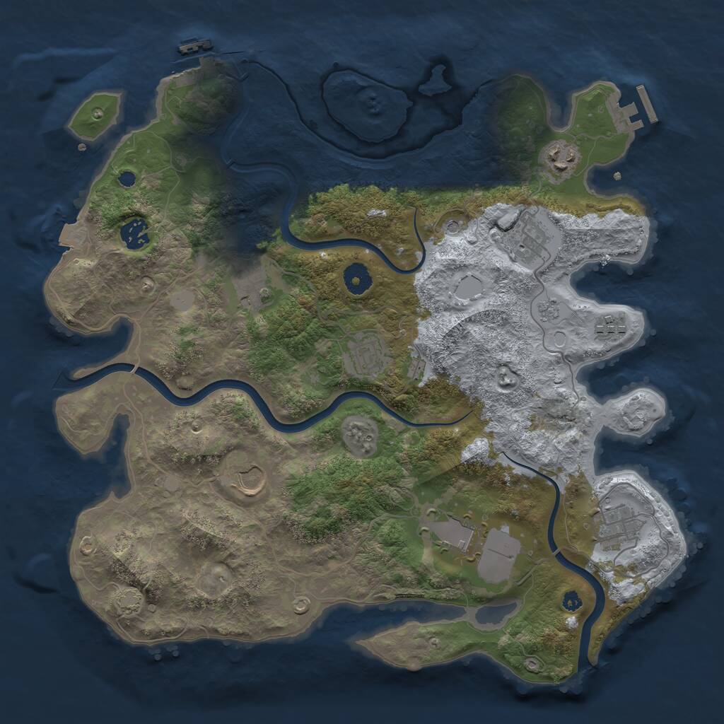 Rust Map: Procedural Map, Size: 3700, Seed: 669078414, 15 Monuments
