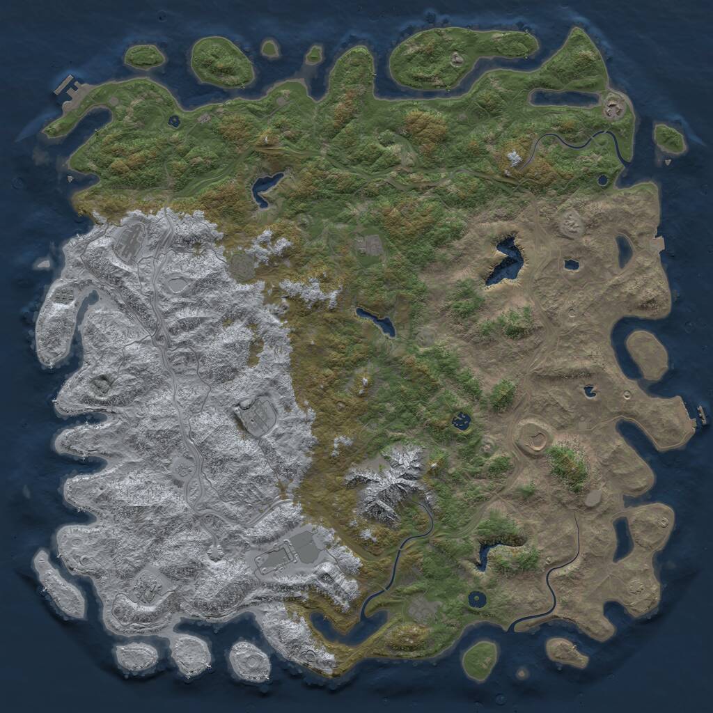 Rust Map: Procedural Map, Size: 6000, Seed: 113856309, 17 Monuments