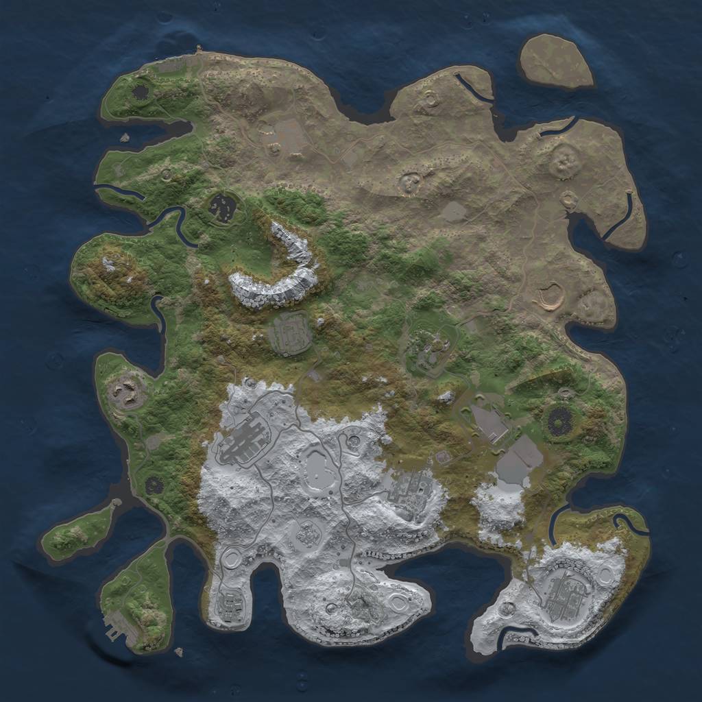 Rust Map: Procedural Map, Size: 3850, Seed: 474196433, 20 Monuments