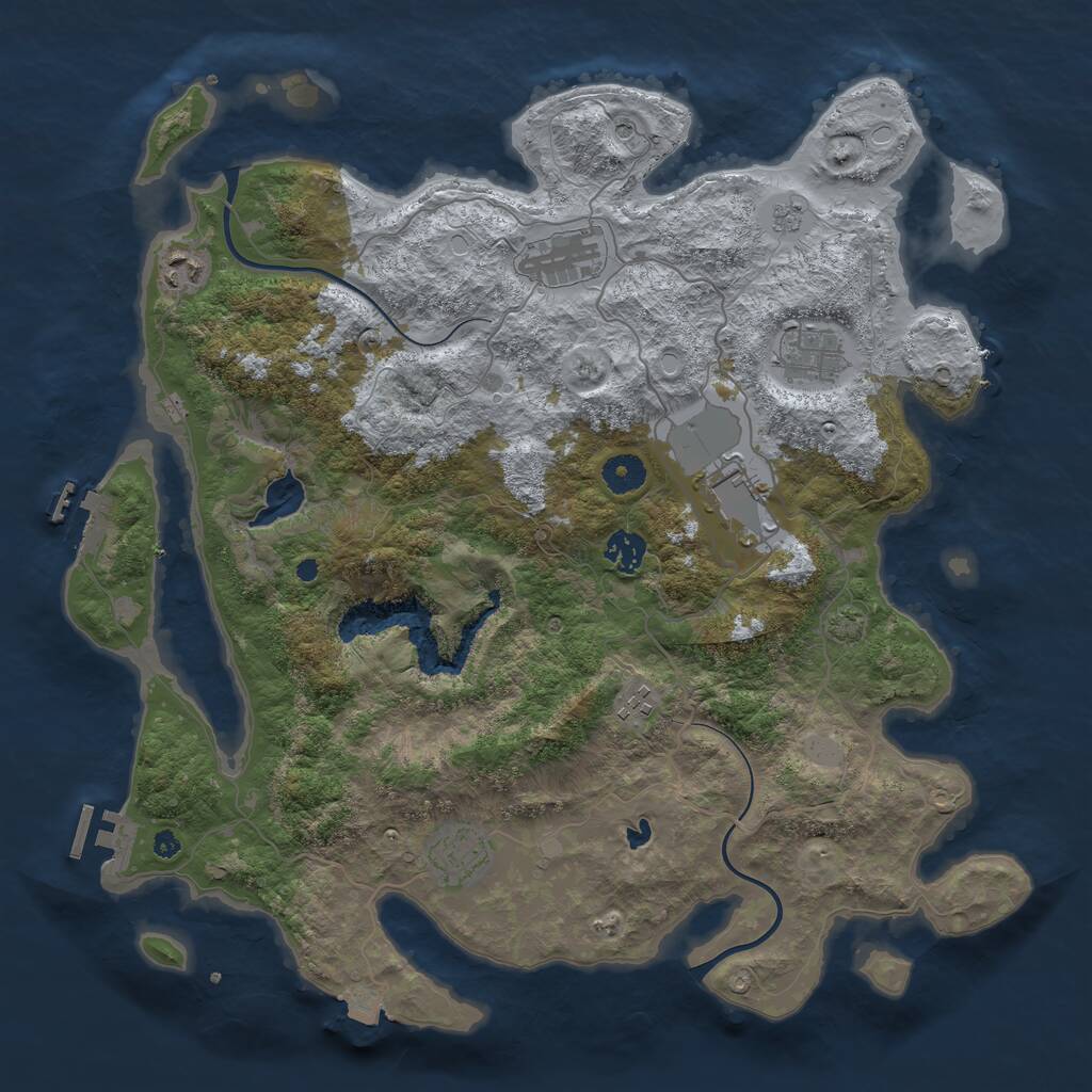 Rust Map: Procedural Map, Size: 4000, Seed: 256810, 13 Monuments
