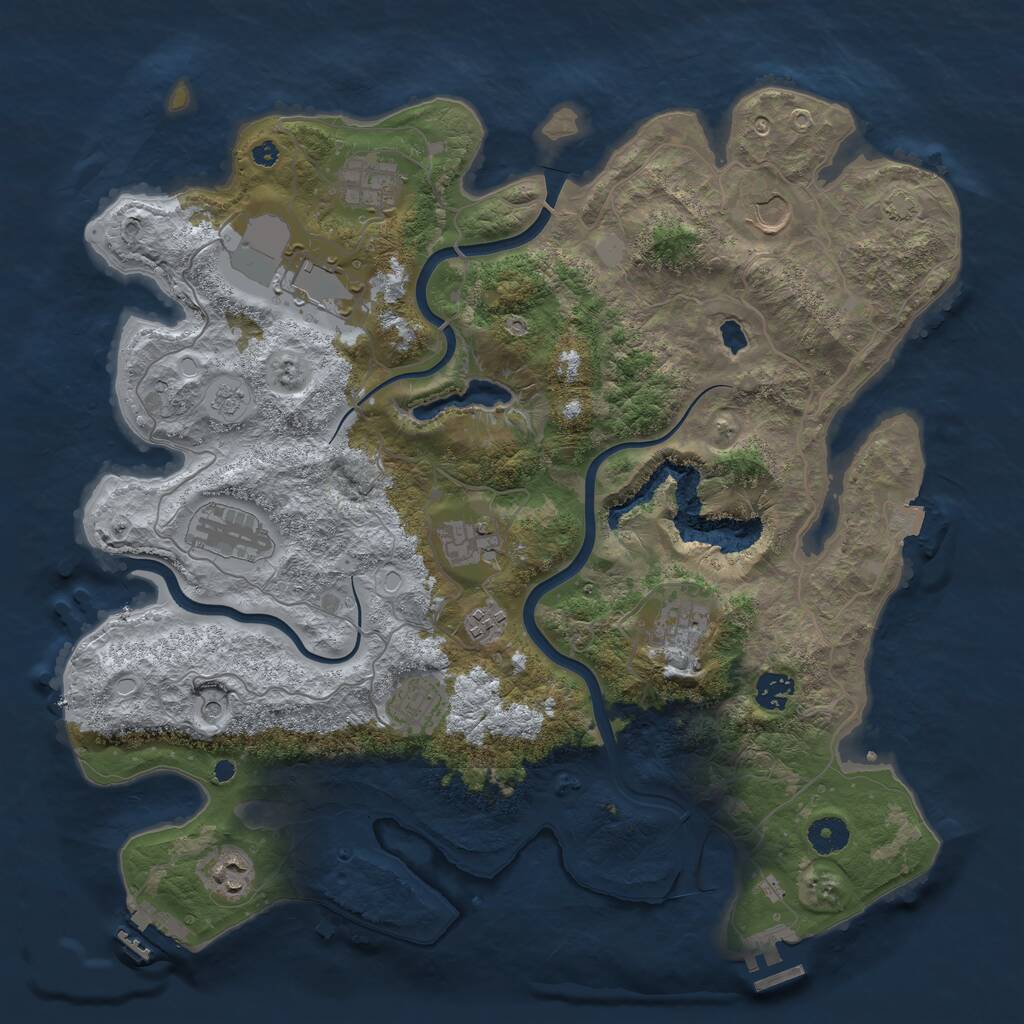 Rust Map: Procedural Map, Size: 4000, Seed: 270888, 16 Monuments