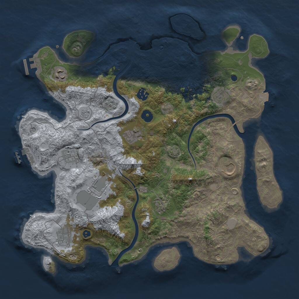 Rust Map: Procedural Map, Size: 3850, Seed: 235874701, 16 Monuments